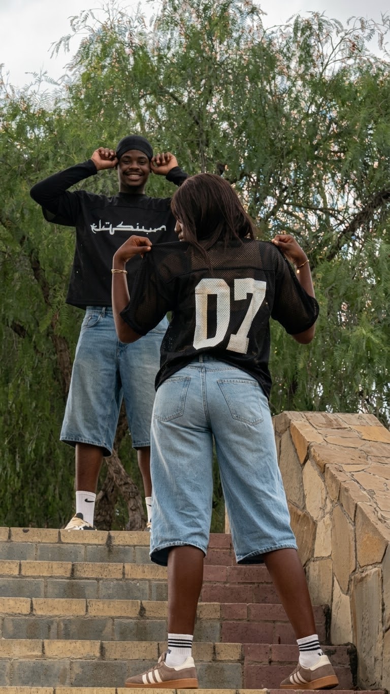 ELYSIUM Collective Drop 001 campaign, shot beneath a Lagos flyover